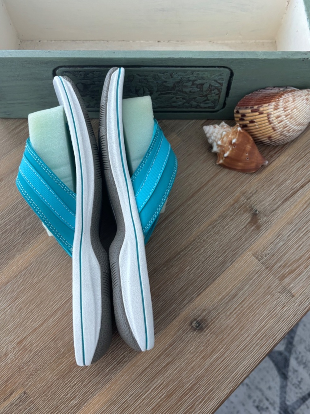 NWT Clark’s Cloudsteppers Turquoise Sandals Sz 8 - Picture 5 of 5